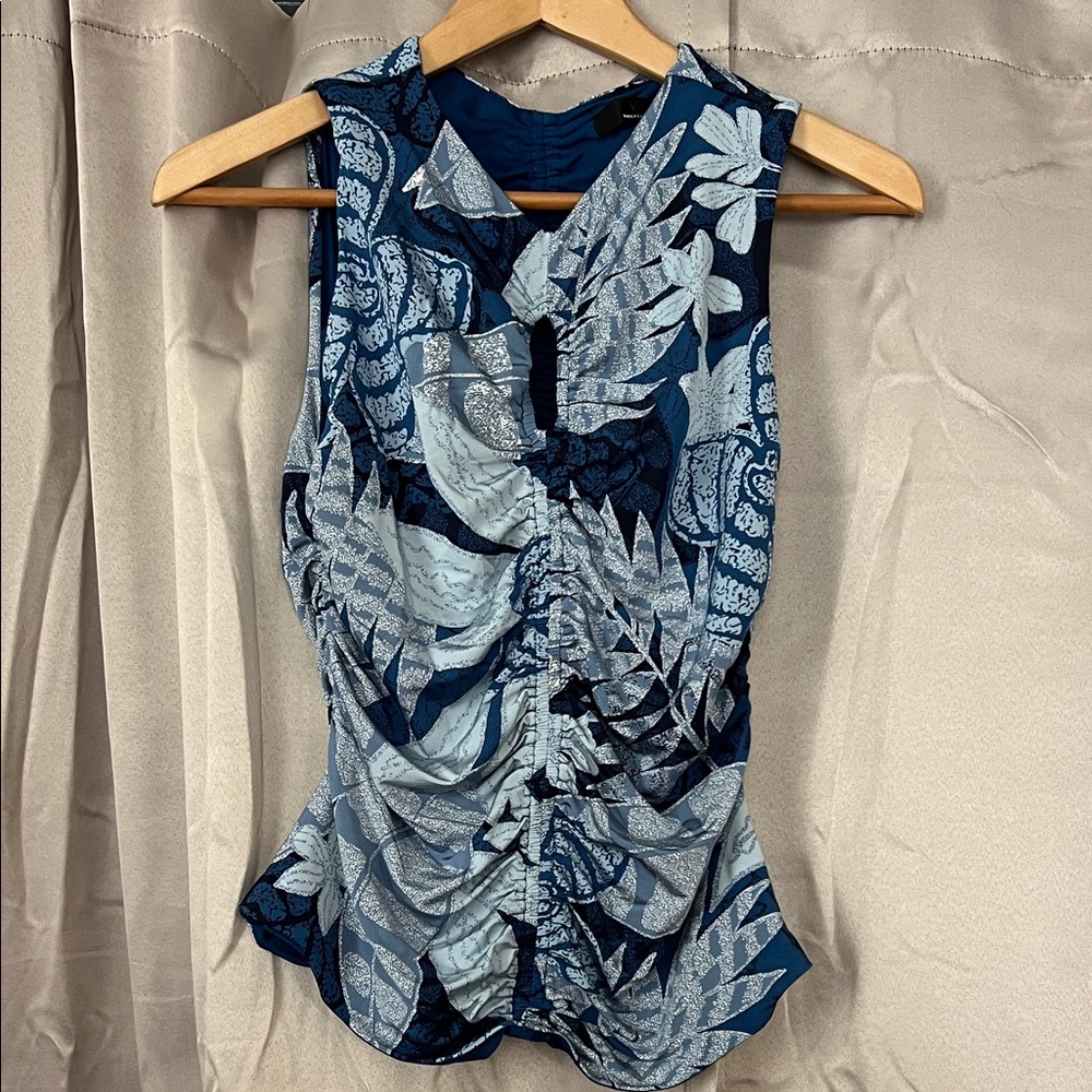 WHBM - Size Small Matte Jersey Blue Sleeveless Top (See Closet for Skirt)